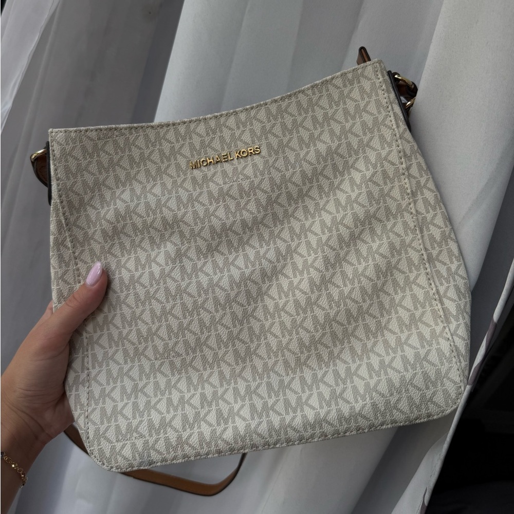 Michael Kors Beige Monogram Shoulder Bag